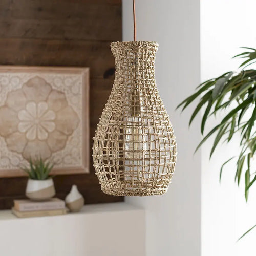 Artistic Weavers Minna Bohemian Domed Rattan 1-light Pendant
