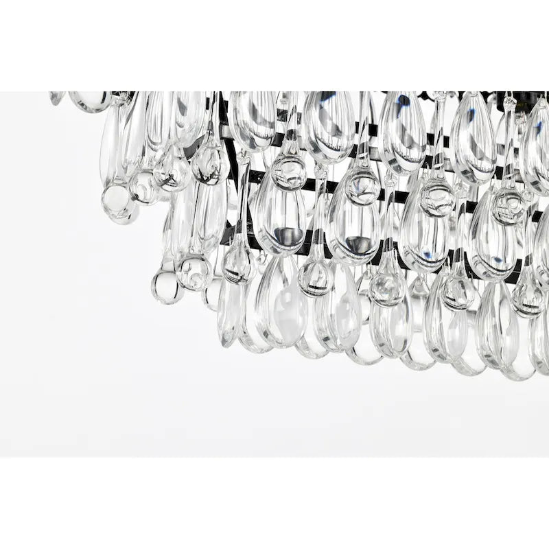 Luminaire suspendu rectangulaire antique noir à 6 lumières pour îlot de cuisine, avec cristaux.