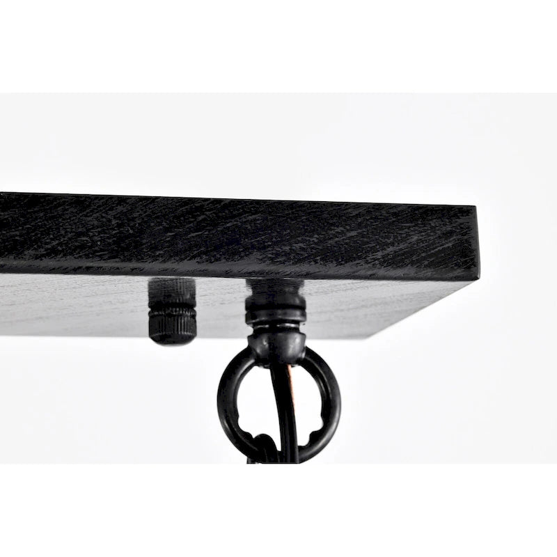 Luminaire suspendu rectangulaire antique noir à 6 lumières pour îlot de cuisine, avec cristaux.