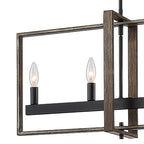 Lustre géométrique linéaire à 5 lumières en bois, style ferme, pour salle à manger - 86 cm (34 pouces)