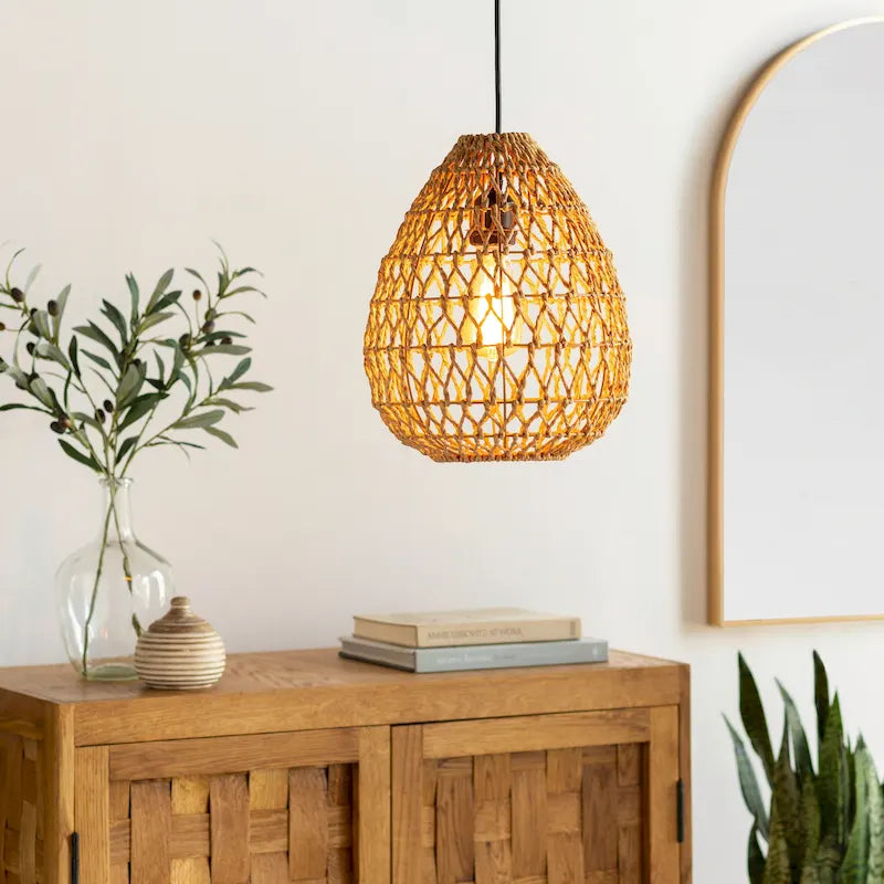 Suspension Givoni en rotin tressé naturel - 72 cm (H) x 11 cm (L) x 11 cm (P)