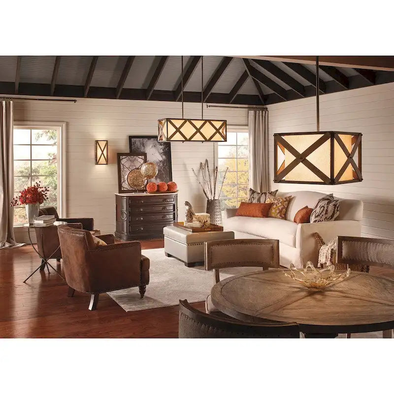 Lustre linéaire à 3 lumières en fer forgé de la collection Cahoon de Kichler Lighting