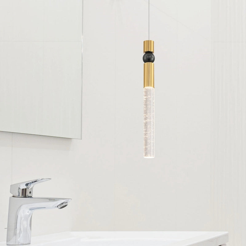 Suspension à une lumière en cristal à bulles, luminaire suspendu pour cuisine