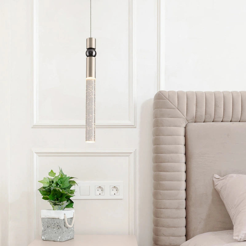 Suspension à une lumière en cristal à bulles, luminaire suspendu pour cuisine