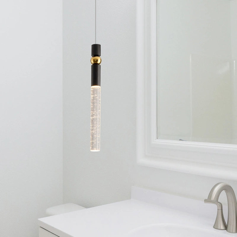 Suspension à une lumière en cristal à bulles, luminaire suspendu pour cuisine