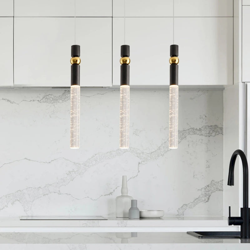 Suspension à une lumière en cristal à bulles, luminaire suspendu pour cuisine