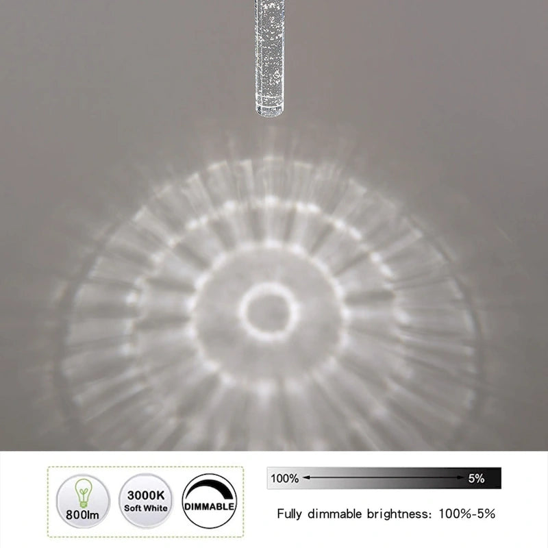 Suspension à une lumière en cristal à bulles, luminaire suspendu pour cuisine