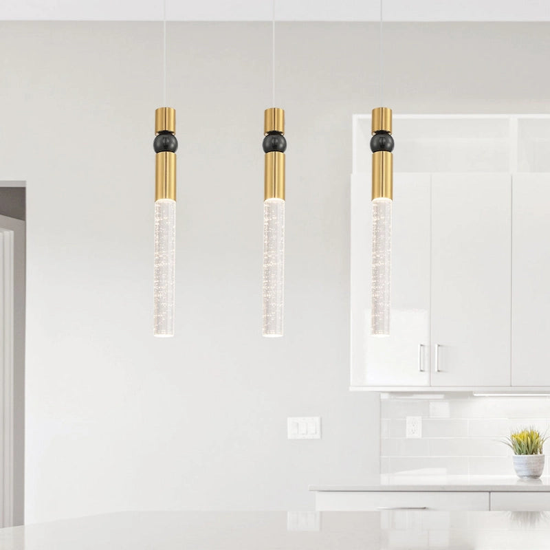 Suspension à une lumière en cristal à bulles, luminaire suspendu pour cuisine