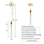 Suspension à une lumière en cristal à bulles, luminaire suspendu pour cuisine