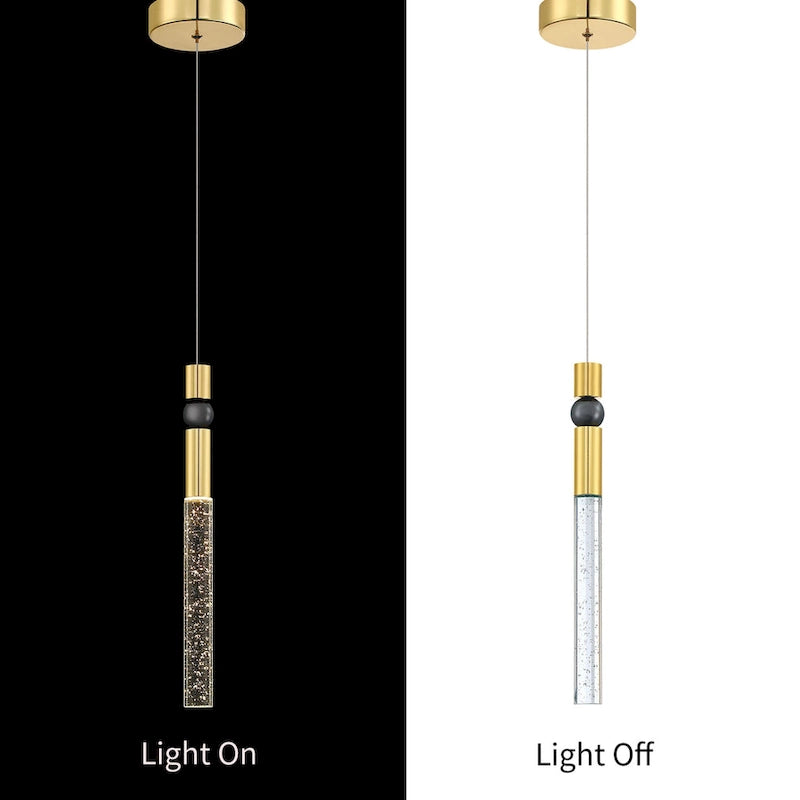 Suspension à une lumière en cristal à bulles, luminaire suspendu pour cuisine