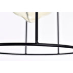 Lustre d'îlot de cuisine Malai Farmhouse, finition bois, métal noir mat - Noir mat et aspect bois