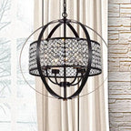 Elizabeth Oil Rubbed Bronze 4-Light Globe Pendant with Crystal Shade