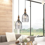 Bathsheba River of Goods Bell-Shaped Pendant Lamp with Silver Glass Shade - 7  x 7  x 15.25 /74.25 