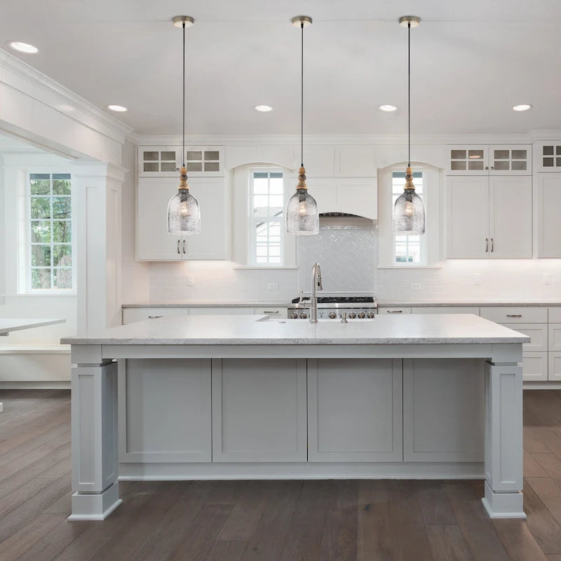 Suspension Bathsheba River of Goods en forme de cloche avec abat-jour en verre argenté - 7 x 7 x 15,25 / 74,25