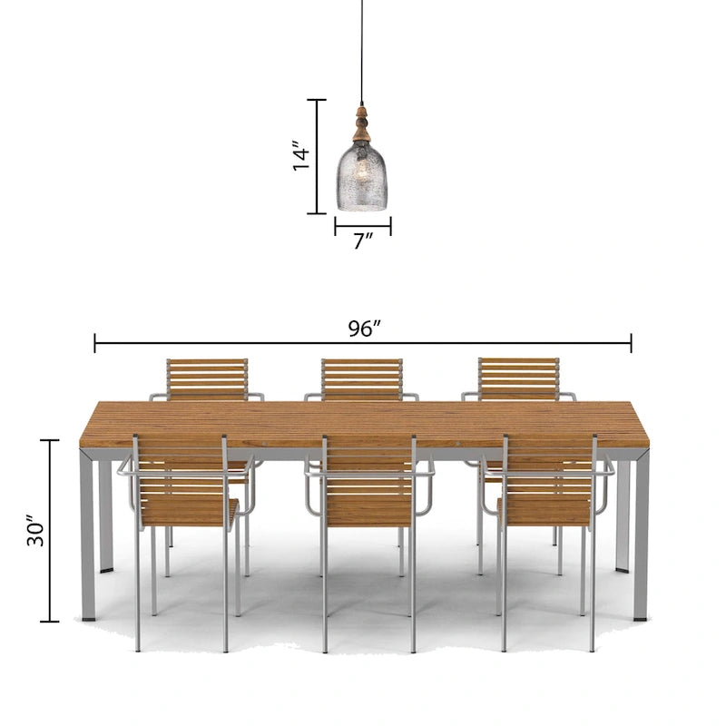 Suspension Bathsheba River of Goods en forme de cloche avec abat-jour en verre argenté - 7 x 7 x 15,25 / 74,25