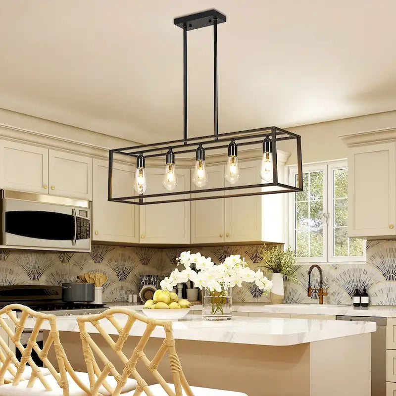 5-Light Industrial Ceiling Chandelier Light Kitchen Island Pendant - 31.5 W x 30.12 H