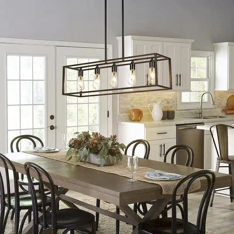 Lustre industriel à 5 ​​lumières pour îlot de cuisine - 31,5 cm de largeur x 30,12 cm de hauteur