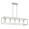 New Harbor Brushed Nickel 5-Light Linear Island Chandelier