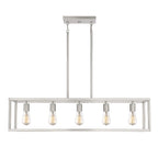 Lustre linéaire à 5 lumières New Harbor en nickel brossé pour îlot central