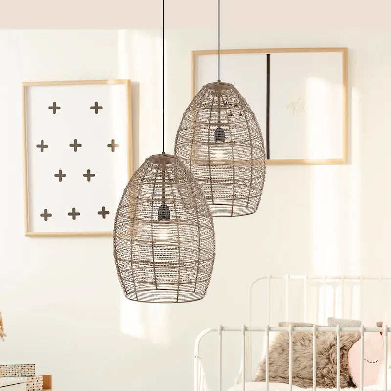 Alessia River of Goods Brass Metal Cone-Shaped Woven Pendant Lamp - 12.25  x 12.25  x 19.5/78.5 