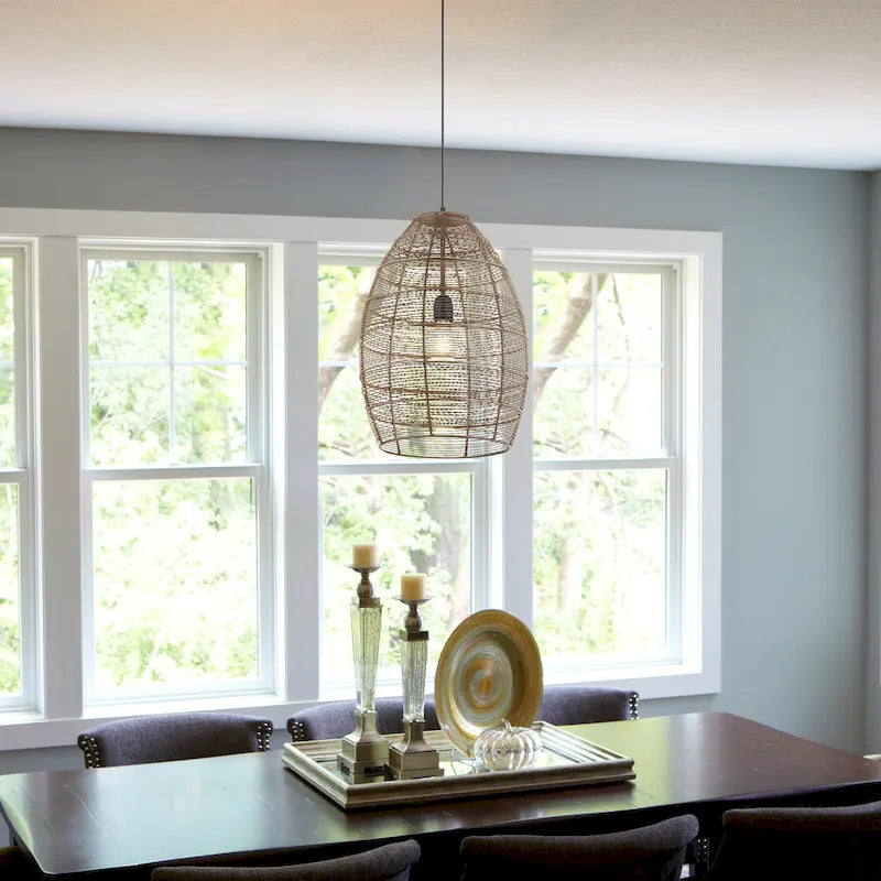 Suspension conique en laiton tressé Alessia River of Goods - 12,25 x 12,25 x 19,5/78,5