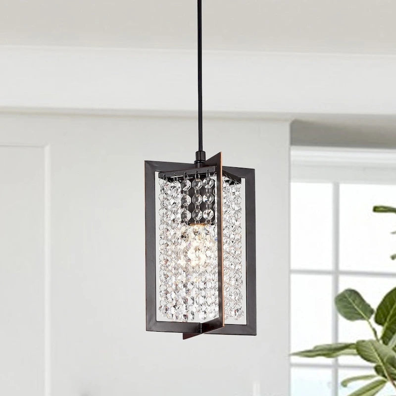 Lestin Oil Rubbed Bronze 1-light Pendant with Crystal Shade