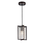 Suspension Lestin en bronze huilé à une lumière avec abat-jour en cristal