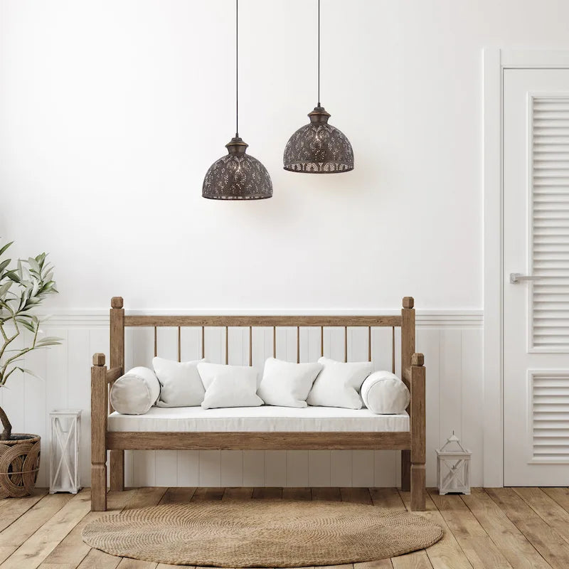 Suspension Sigrid River of Goods en métal bronze antique avec abat-jour en forme de bol - 11 x 11 x 11,25/70,25