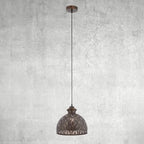 Suspension Sigrid River of Goods en métal bronze antique avec abat-jour en forme de bol - 11 x 11 x 11,25/70,25