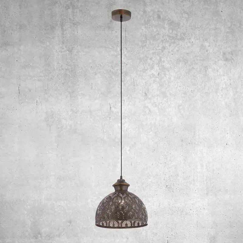 Suspension Sigrid River of Goods en métal bronze antique avec abat-jour en forme de bol - 11 x 11 x 11,25/70,25