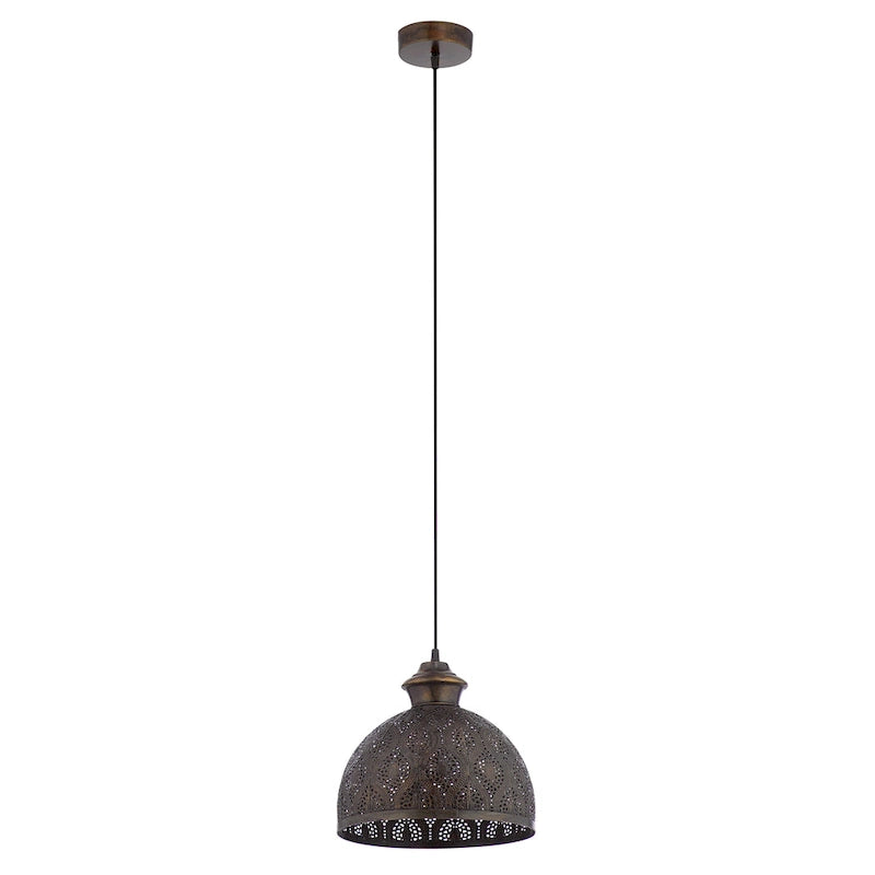 Suspension Sigrid River of Goods en métal bronze antique avec abat-jour en forme de bol - 11 x 11 x 11,25/70,25