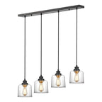 Suspension linéaire KAWOTI à 4 lumières pour îlot de cuisine avec abat-jour en verre