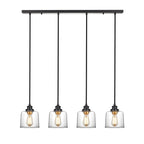 Suspension linéaire KAWOTI à 4 lumières pour îlot de cuisine avec abat-jour en verre