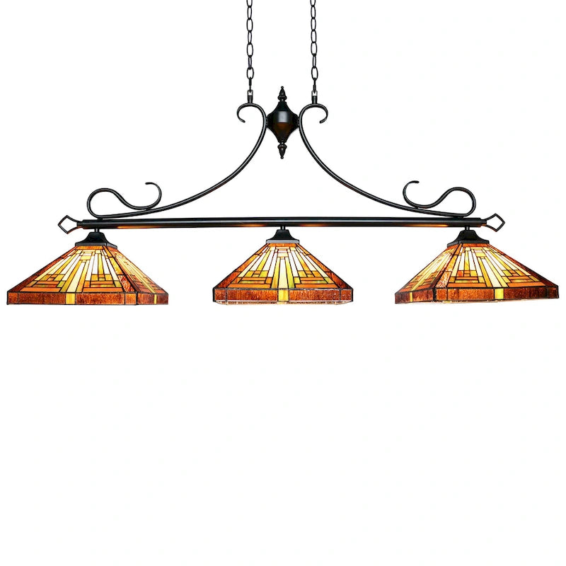 Tiffany Style Mission Design 3-light Linear Island Fixture