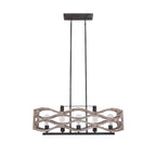 Lustre linéaire à 5 lumières Oaks Aura Farmhouse en bois style shabby chic, suspension rustique en bois pour îlot de cuisine