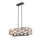 Lustre linéaire à 5 lumières Oaks Aura Farmhouse en bois style shabby chic, suspension rustique en bois pour îlot de cuisine