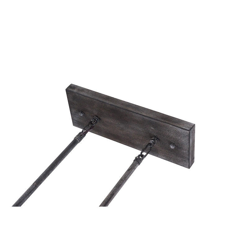 Lustre linéaire à 5 lumières Oaks Aura Farmhouse en bois style shabby chic, suspension rustique en bois pour îlot de cuisine