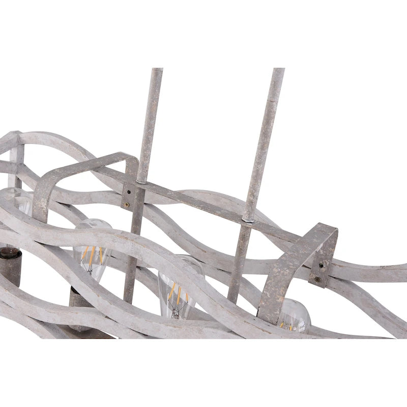 Lustre linéaire à 5 lumières Oaks Aura Farmhouse en bois style shabby chic, suspension rustique en bois pour îlot de cuisine