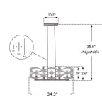 Lustre linéaire à 5 lumières Oaks Aura Farmhouse en bois style shabby chic, suspension rustique en bois pour îlot de cuisine