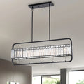 Matte Black and Brushed Nickel 5-Light Linear Island Lighting