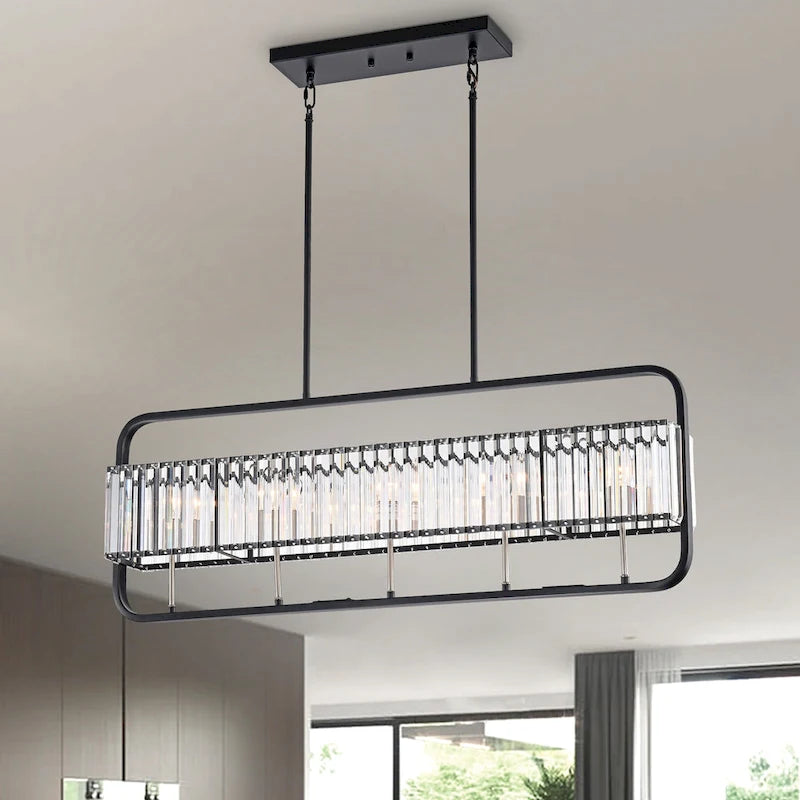 Matte Black and Brushed Nickel 5-Light Linear Island Lighting