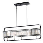 Luminaire linéaire îlot à 5 lumières noir mat et nickel brossé