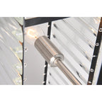 Luminaire linéaire îlot à 5 lumières noir mat et nickel brossé