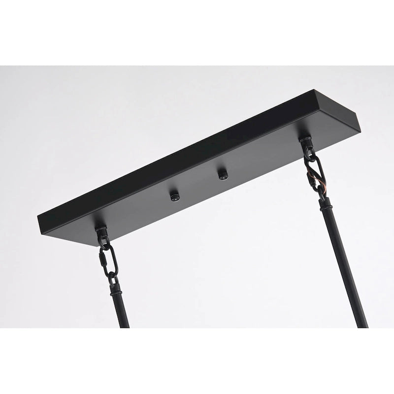 Luminaire linéaire îlot à 5 lumières noir mat et nickel brossé