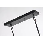 Luminaire linéaire îlot à 5 lumières noir mat et nickel brossé