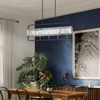 Luminaire linéaire îlot à 5 lumières noir mat et nickel brossé