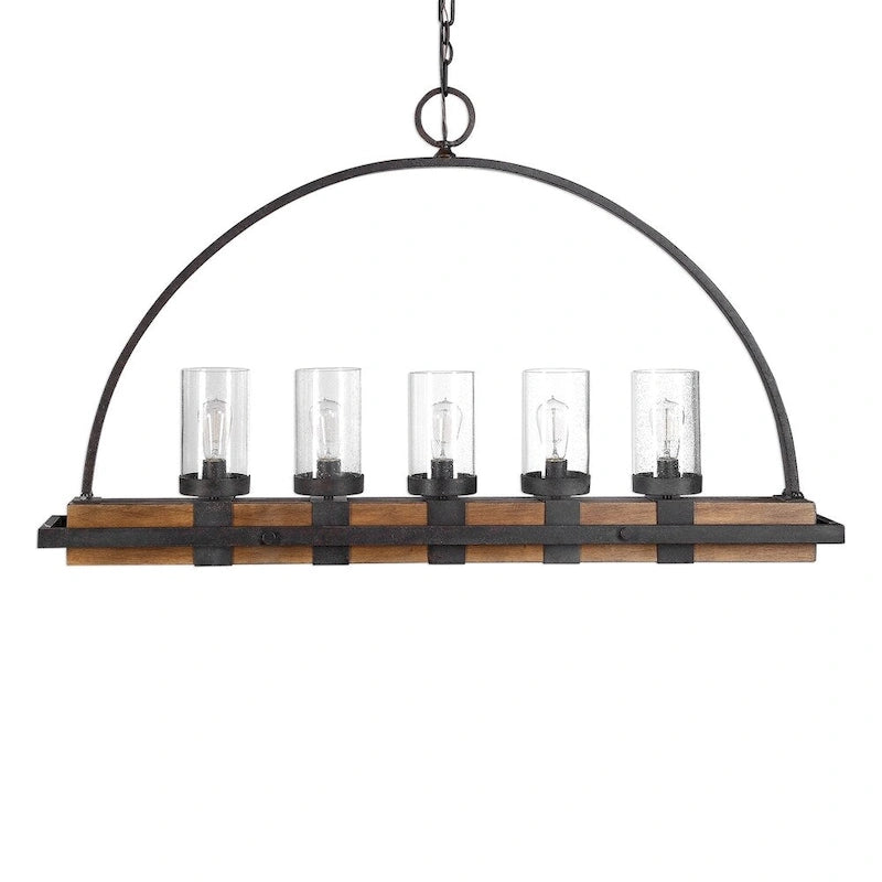 Lustre linéaire rustique à 5 lumières Uttermost Atwood en bronze vieilli