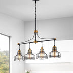 Black and Antique Gold 4-Light Linear Kitchen Island Lighting