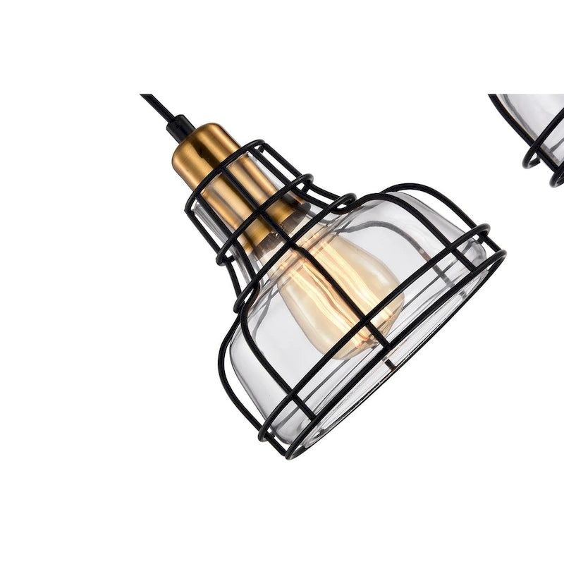 Luminaire linéaire à 4 lumières noir et or antique pour îlot de cuisine