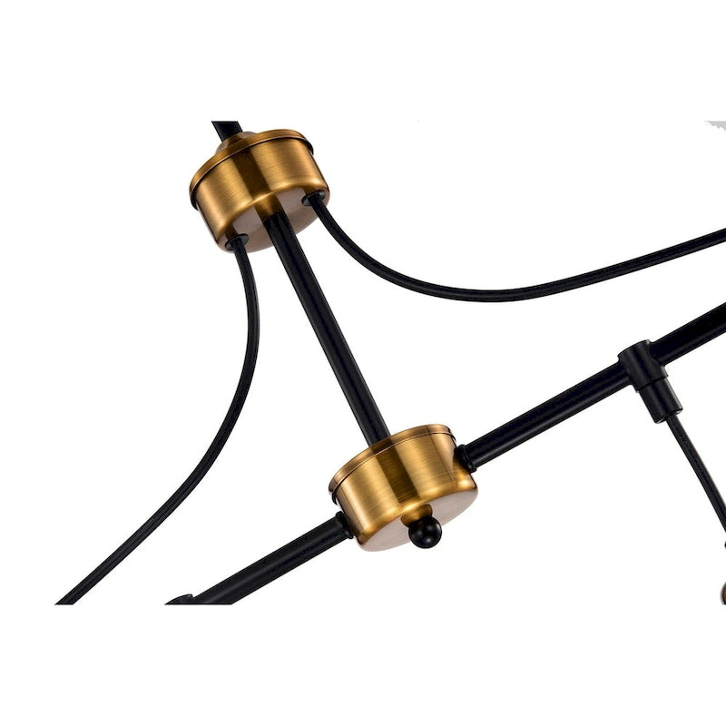 Luminaire linéaire à 4 lumières noir et or antique pour îlot de cuisine